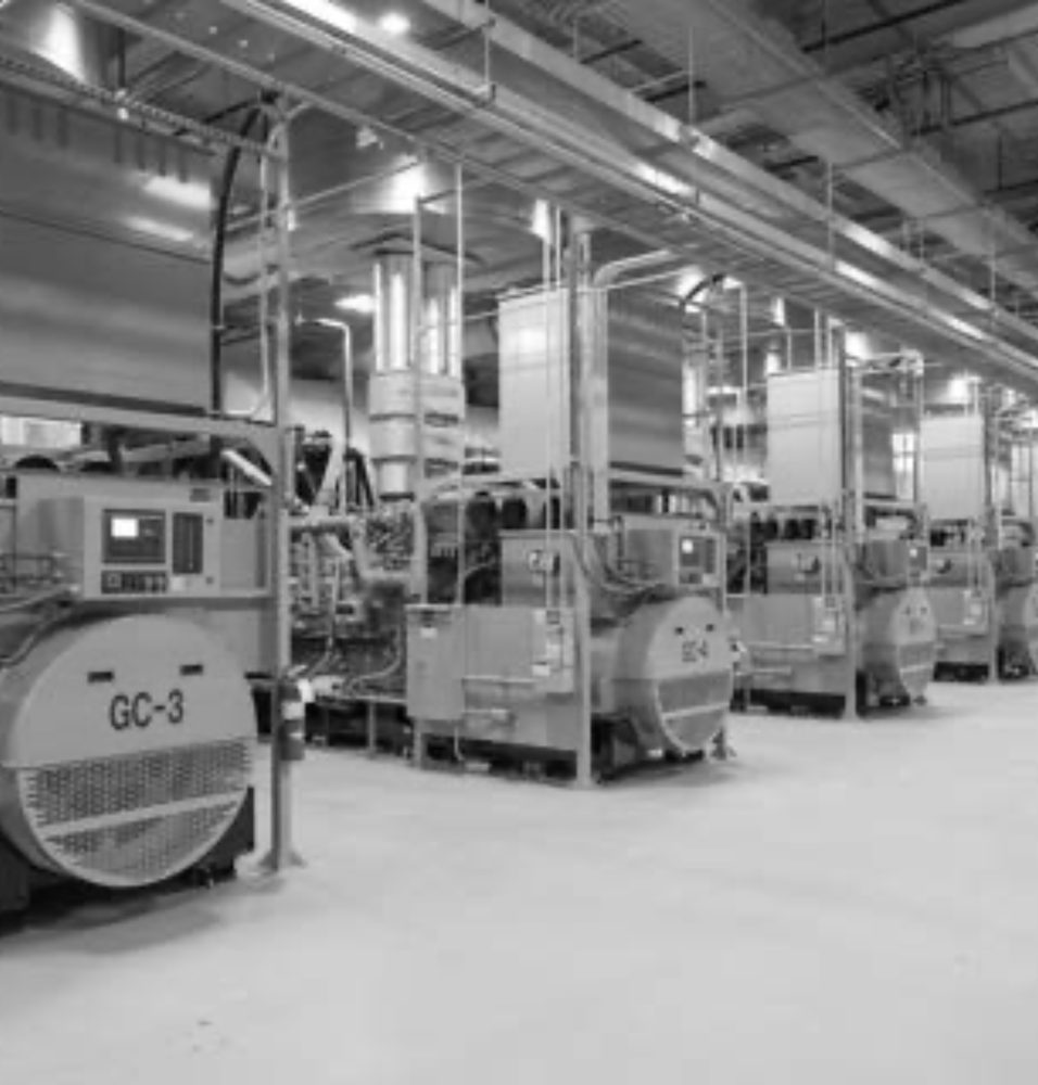 A row of backup generators