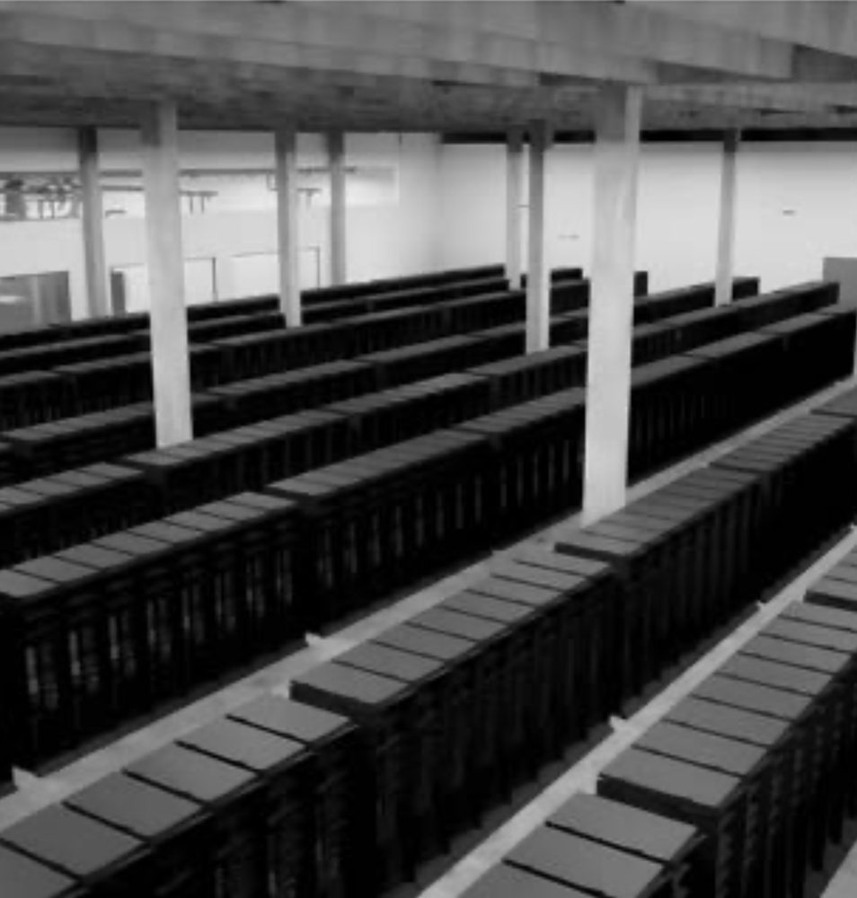 Long rows of high-density GPU racks