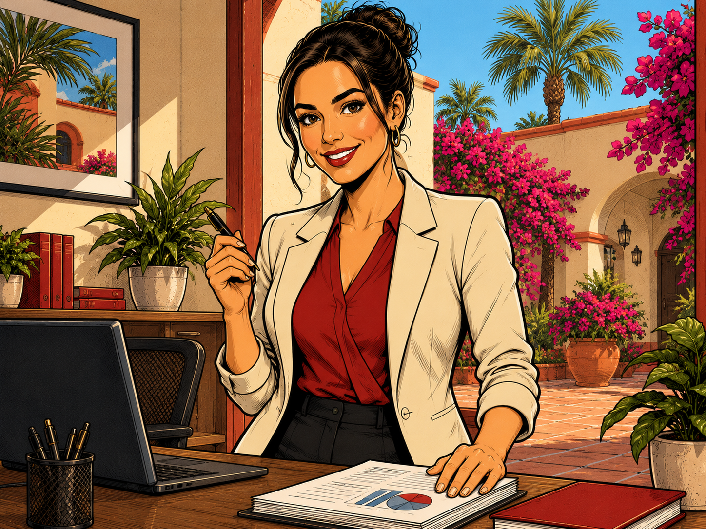 Illustrated BooXverse portrait of the local BooXkeeping owner