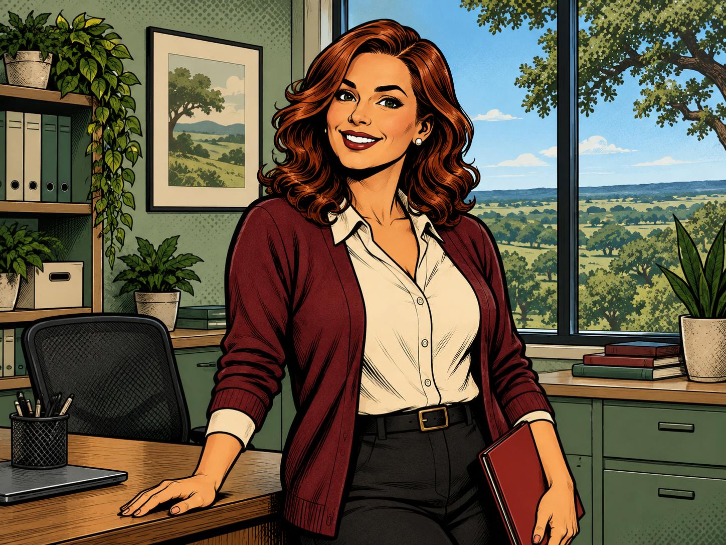 Illustrated BooXverse portrait of the local BooXkeeping owner