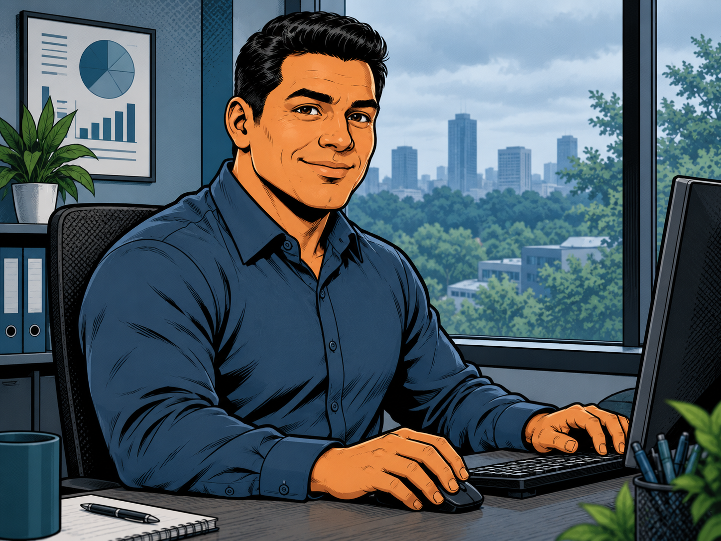 Illustrated BooXverse portrait of the local BooXkeeping owner