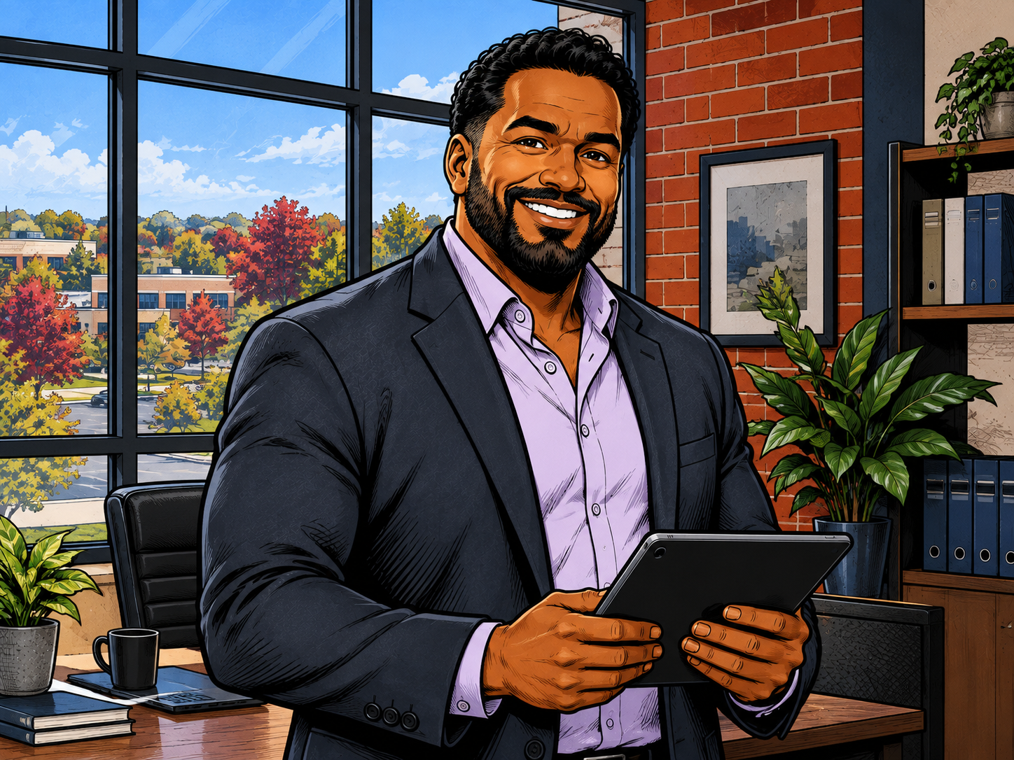 Illustrated BooXverse portrait of the local BooXkeeping owner