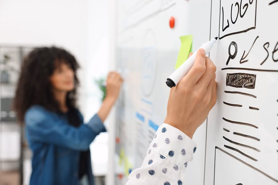 Email templates being designed in a marketing platform