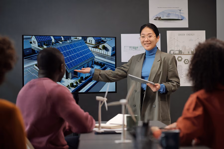 A cleantech expert presenting a webinar
