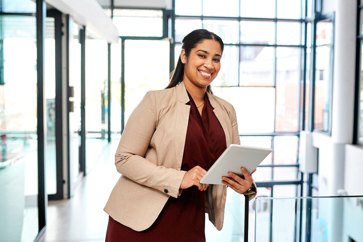Professional holding a tablet