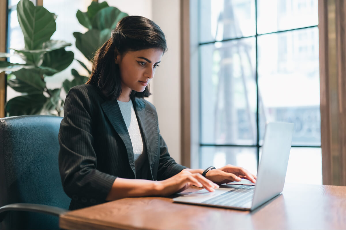 Professional working on a laptop