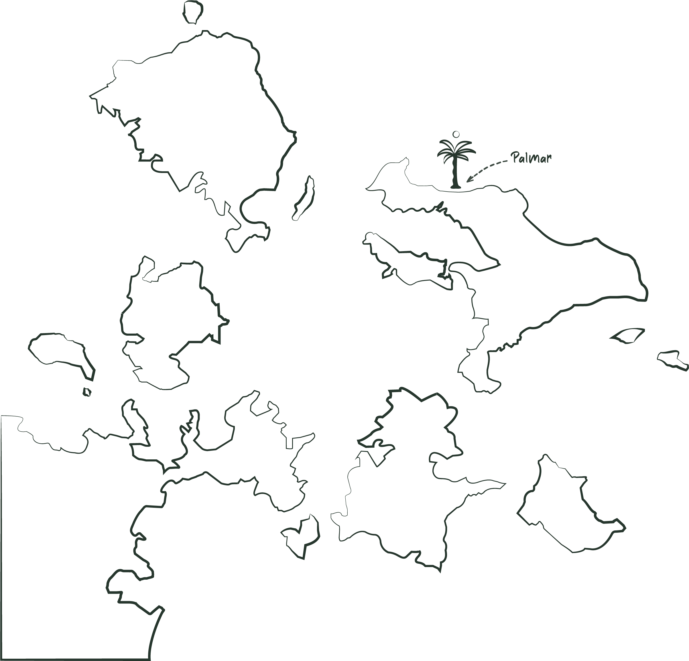 Map of Bocas del Toro showing Palmar on Bastimentos Island