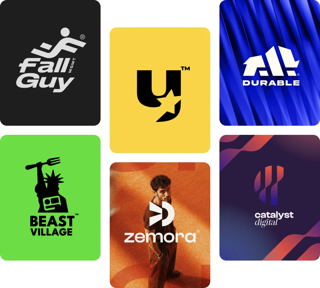 Six logo designs created by SkyDesigner for clients on Fiverr