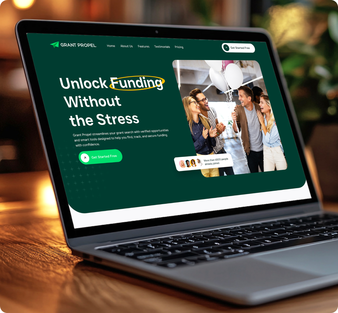 Full-length landing page designed by SkyDesigner