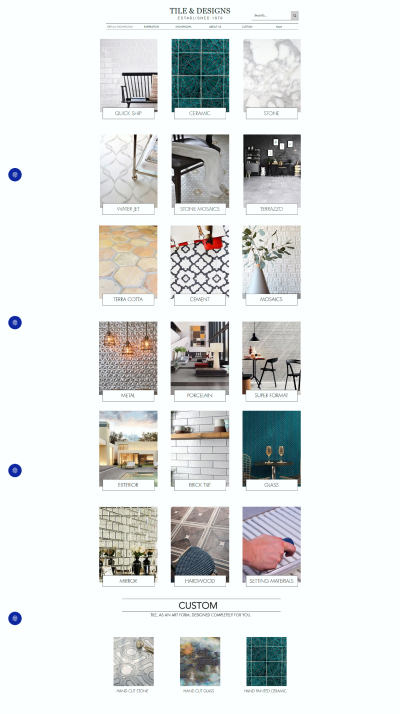 Tile and Designs website before redesign