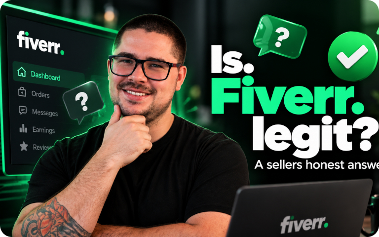 Bojan Sandić next to the question Is Fiverr legit