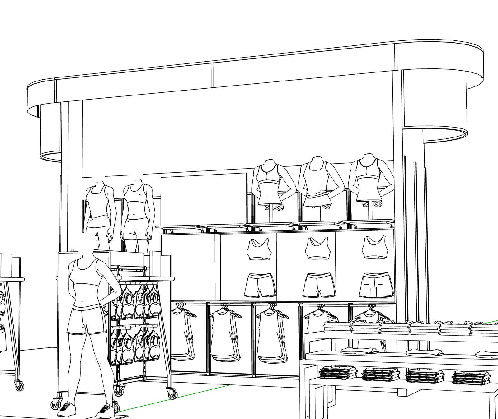SketchUp model of the same wall drawn from the scan