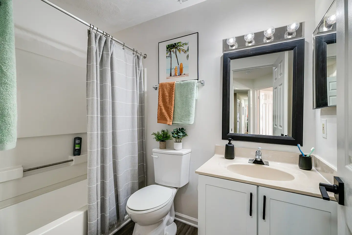 Shared bathroom with updated fixtures