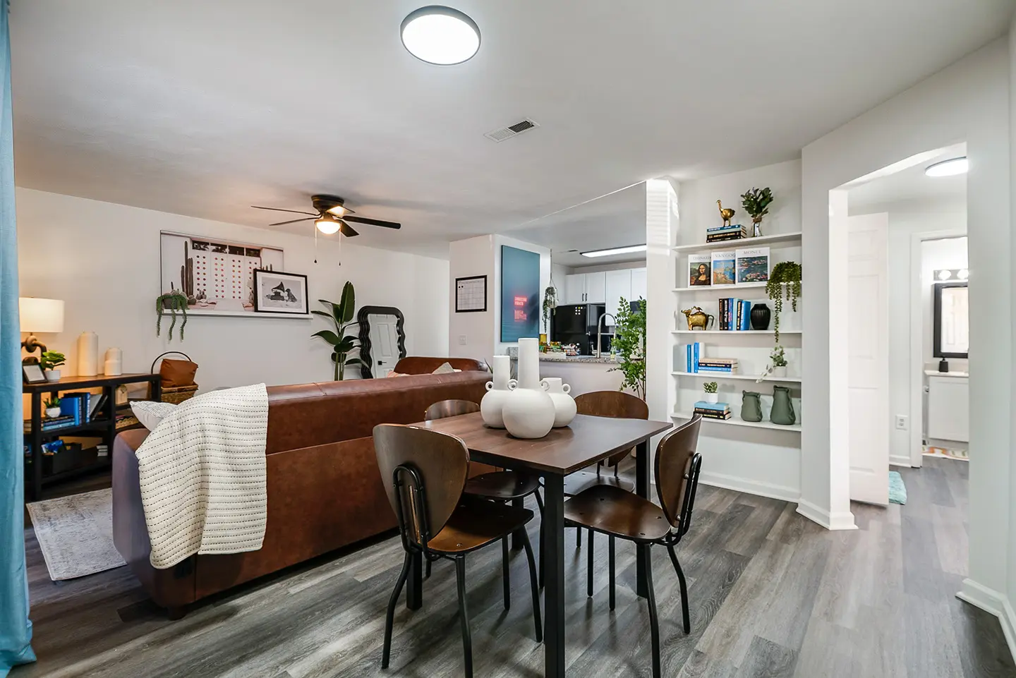 Dining area with a table and chairs