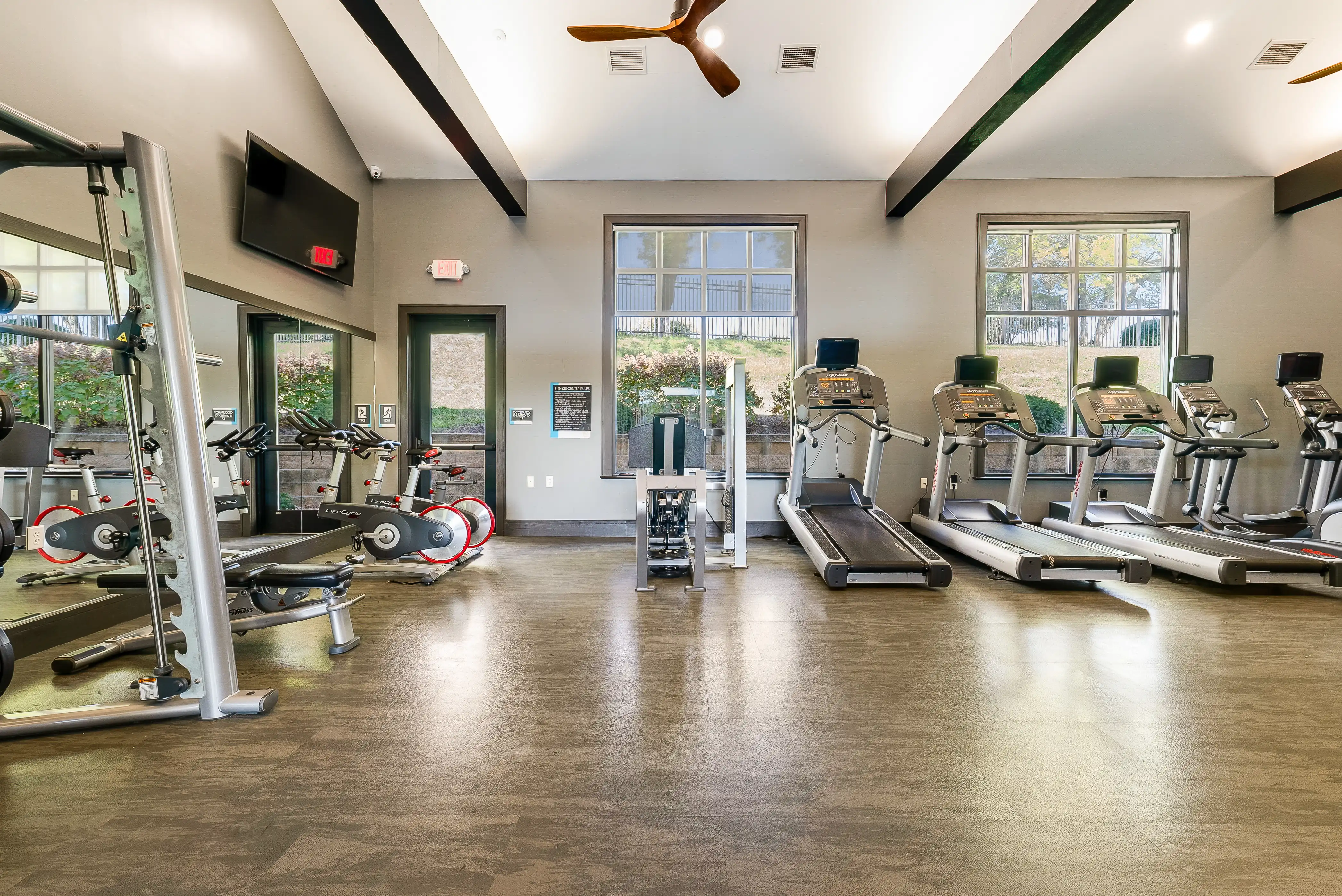Cardio area with treadmills and bikes