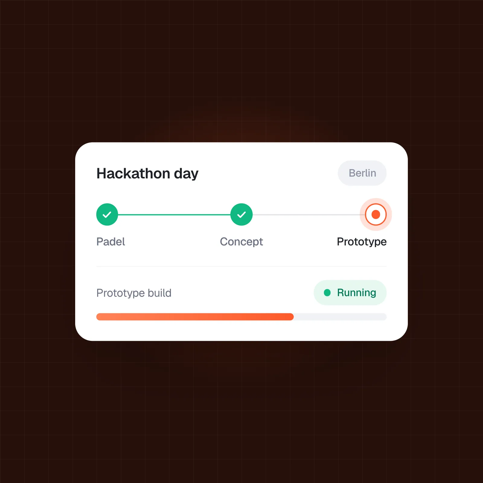 Illustration: hackathon day in Berlin, padel and concept done, prototype build running
