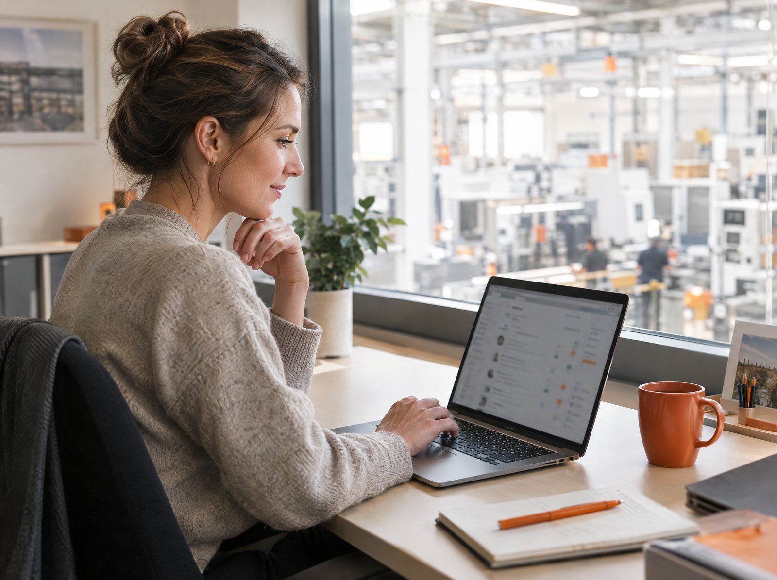 In-house talent acquisition manager reviewing applications on a laptop