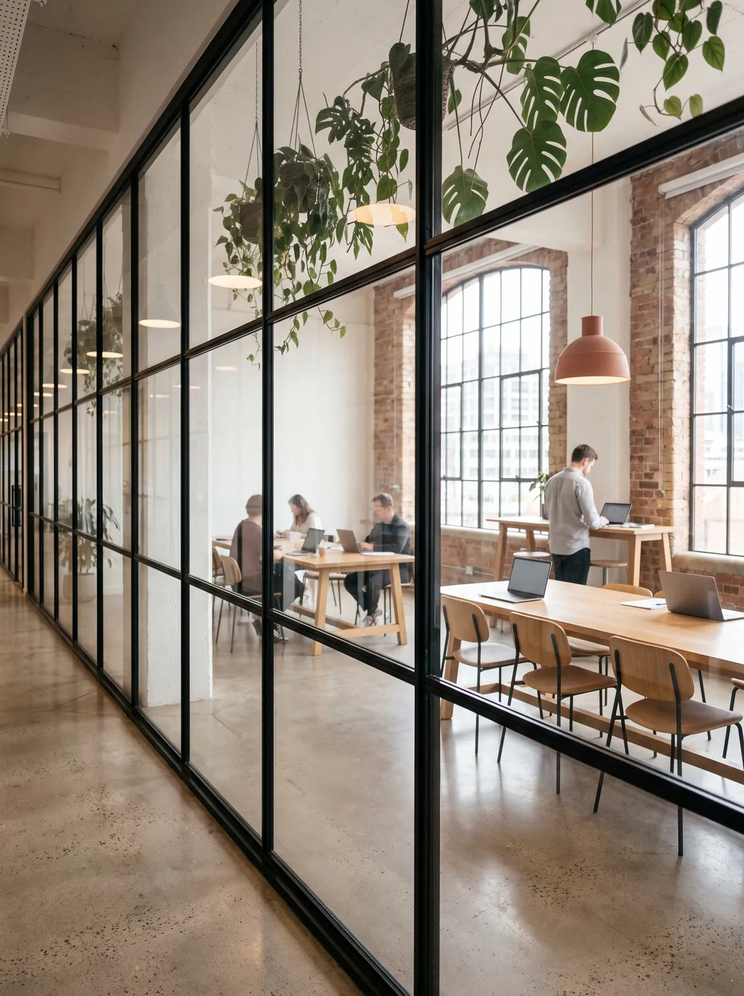 Team working in a glass-walled office