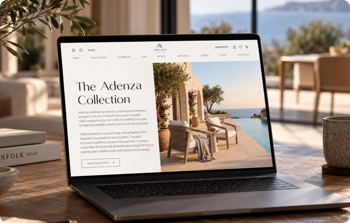 We built the store on Shopify as a responsive site, with collection and product templates, a catalogue download with email capture, newsletter signup and membership promotion across the site.
