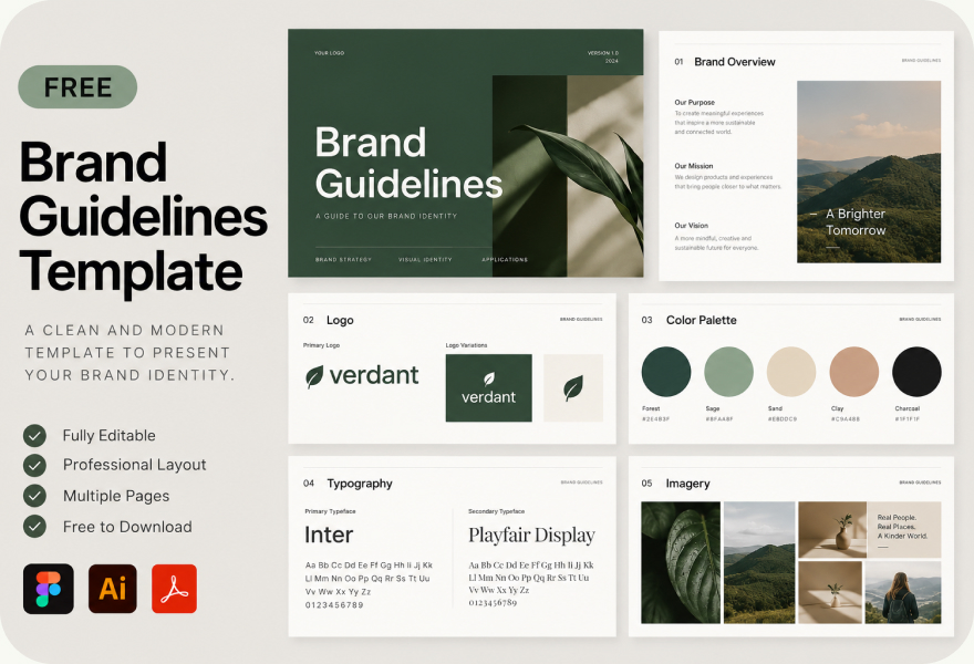 Free brand guidelines template: a style guide in 8 sections
