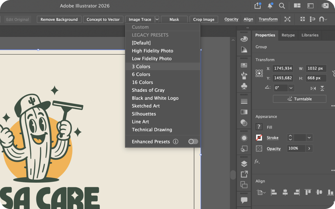 Image Trace in Illustrator: every setting explained