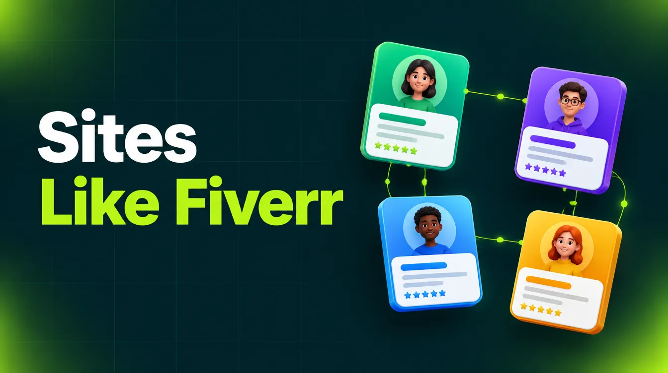 Freelance marketplace cards illustrating sites like Fiverr