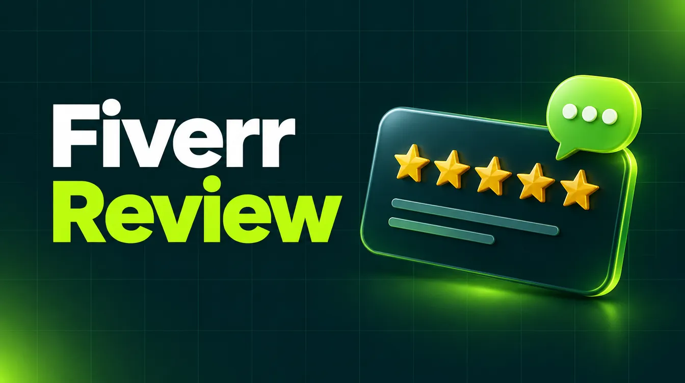 Review card with five stars illustrating a Fiverr review