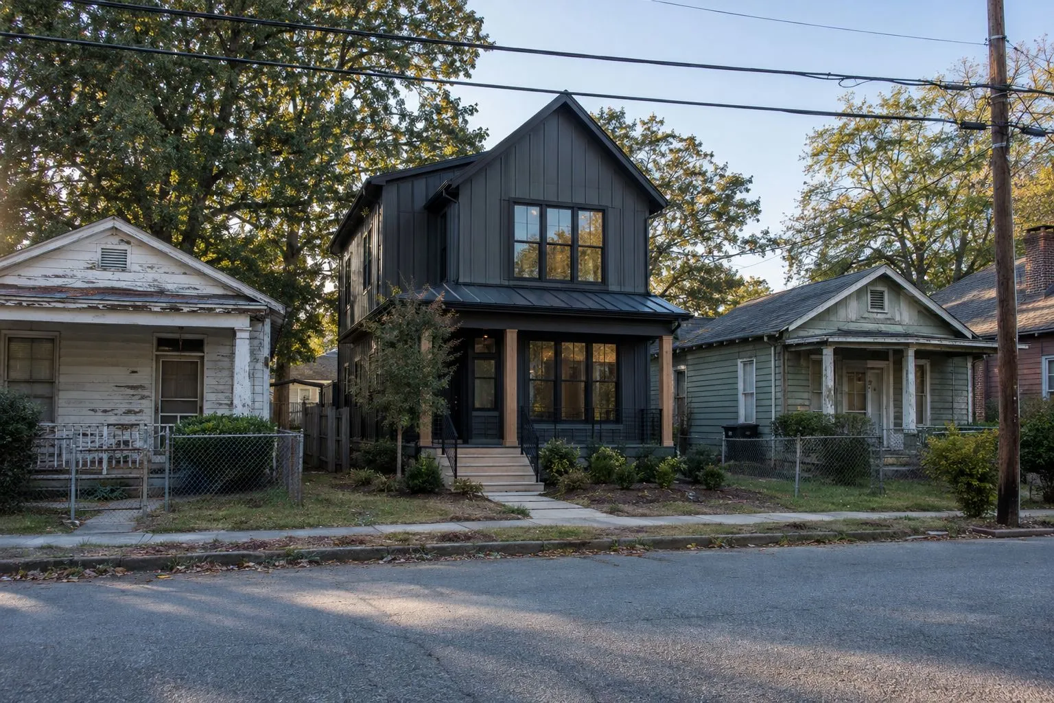A new-build modern farmhouse on an intown Atlanta street