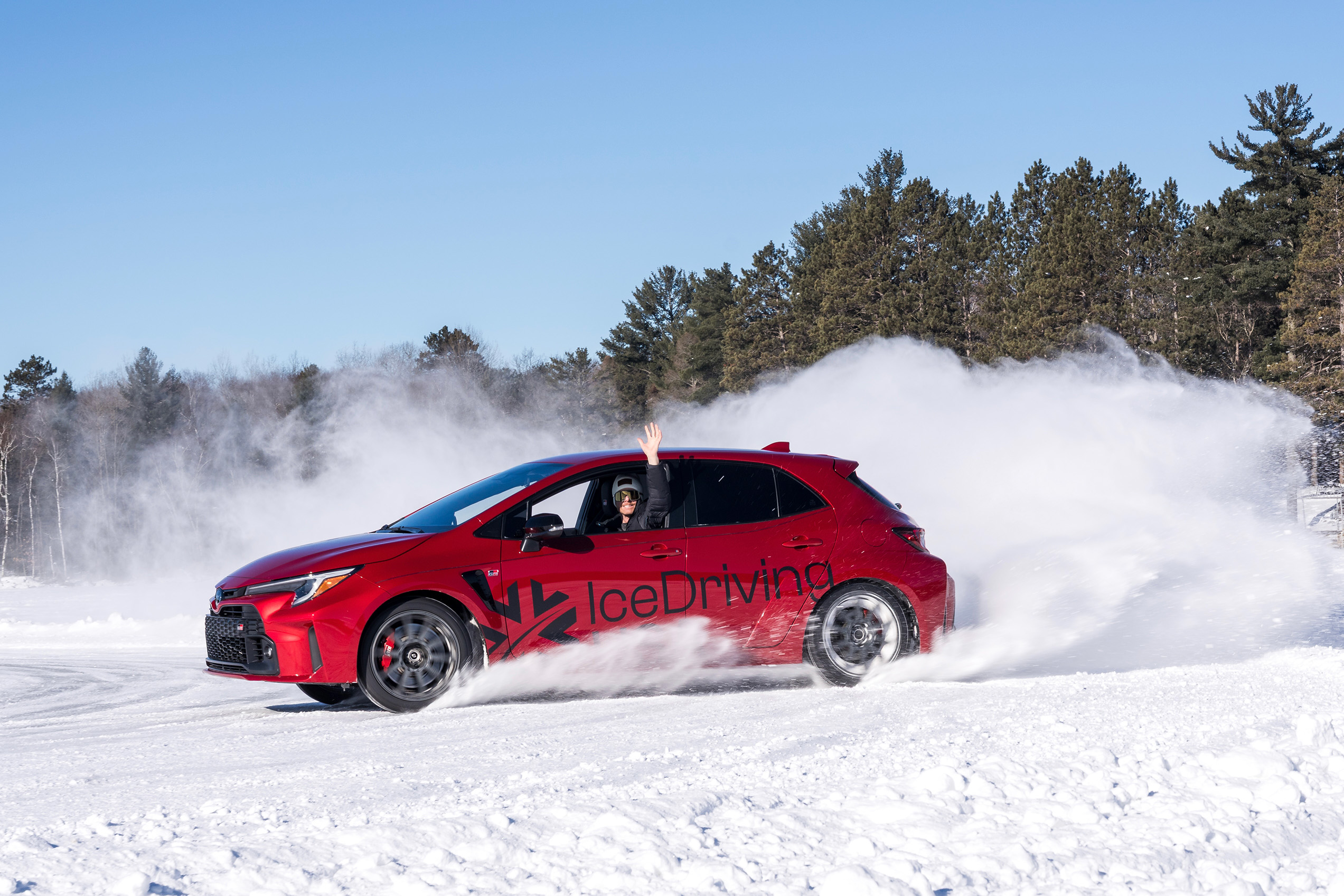tire testing during ice driving event
