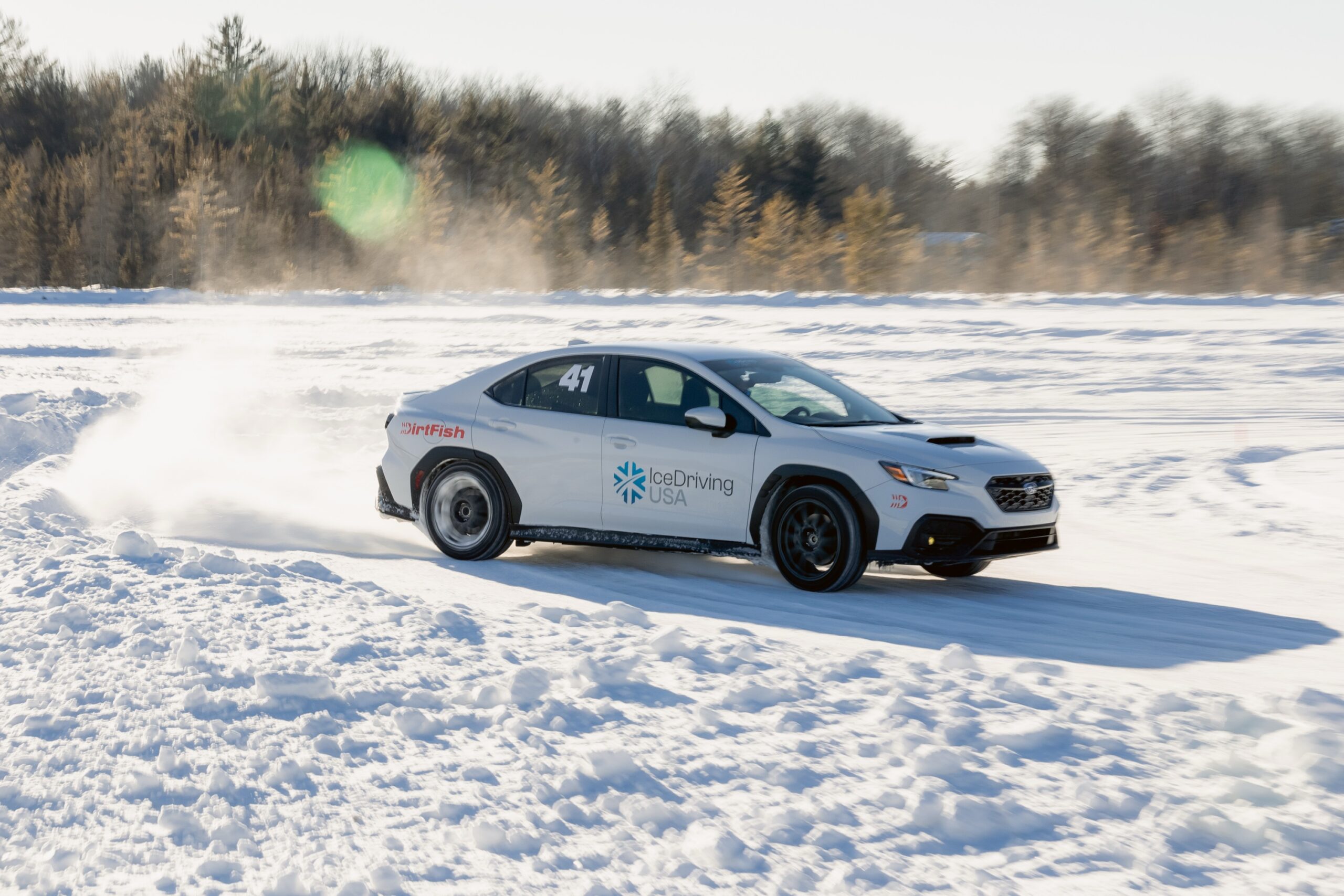 car driving on ice track
