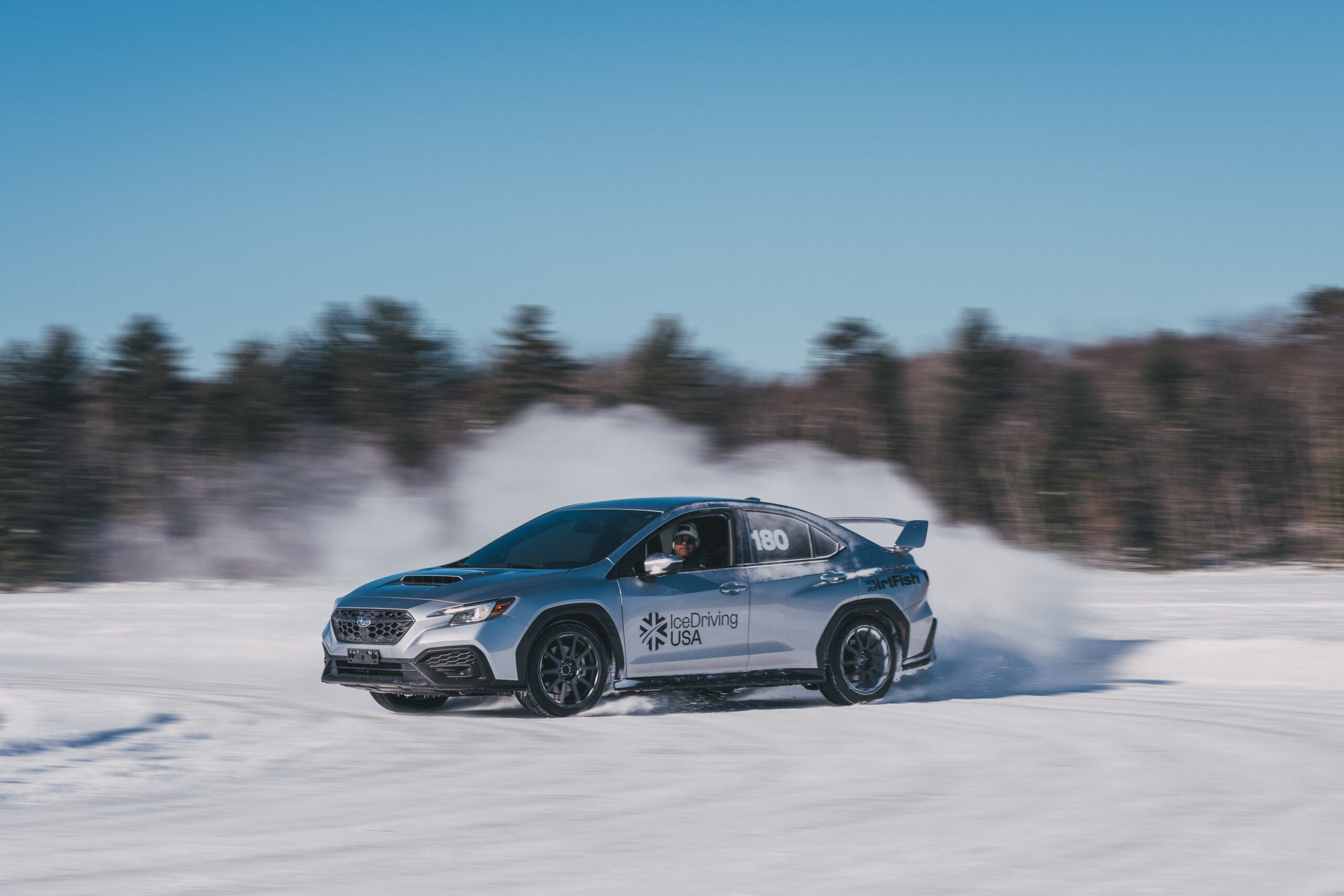 drifting car on winter ice track