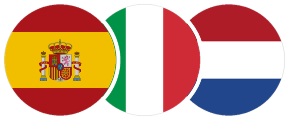 Flags of Spain, Italy and the Netherlands