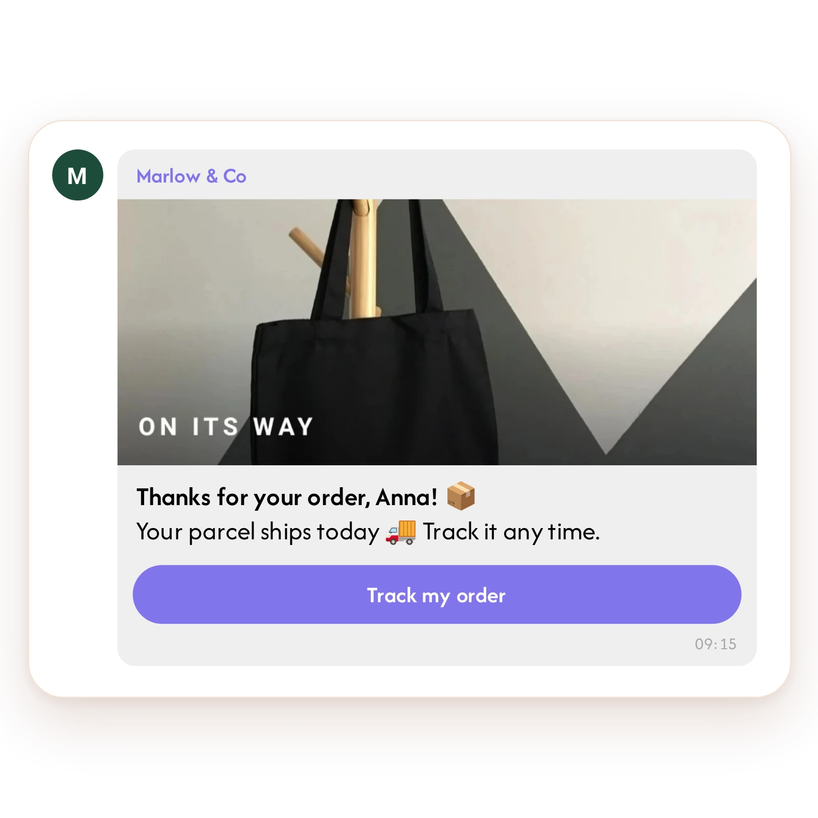 Viber order confirmation message with a Track my order button