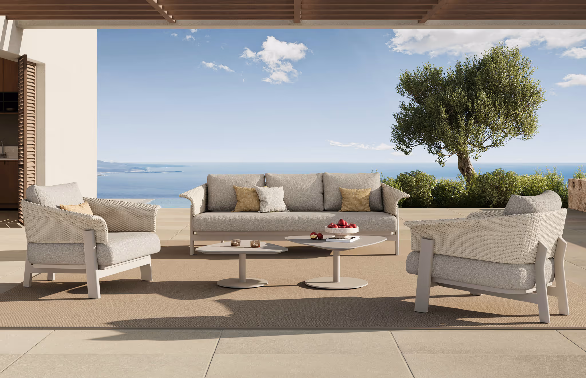 Casia set da salotto colore mocca — arredo da giardino Amorosi Garden