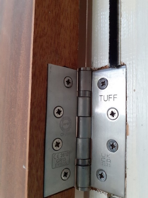 Fire door hinge remedial work