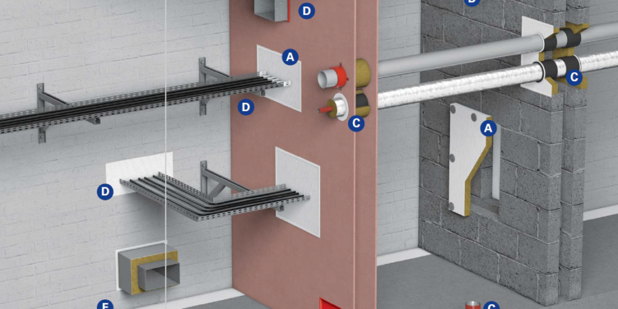 Fire stopping to a service penetration