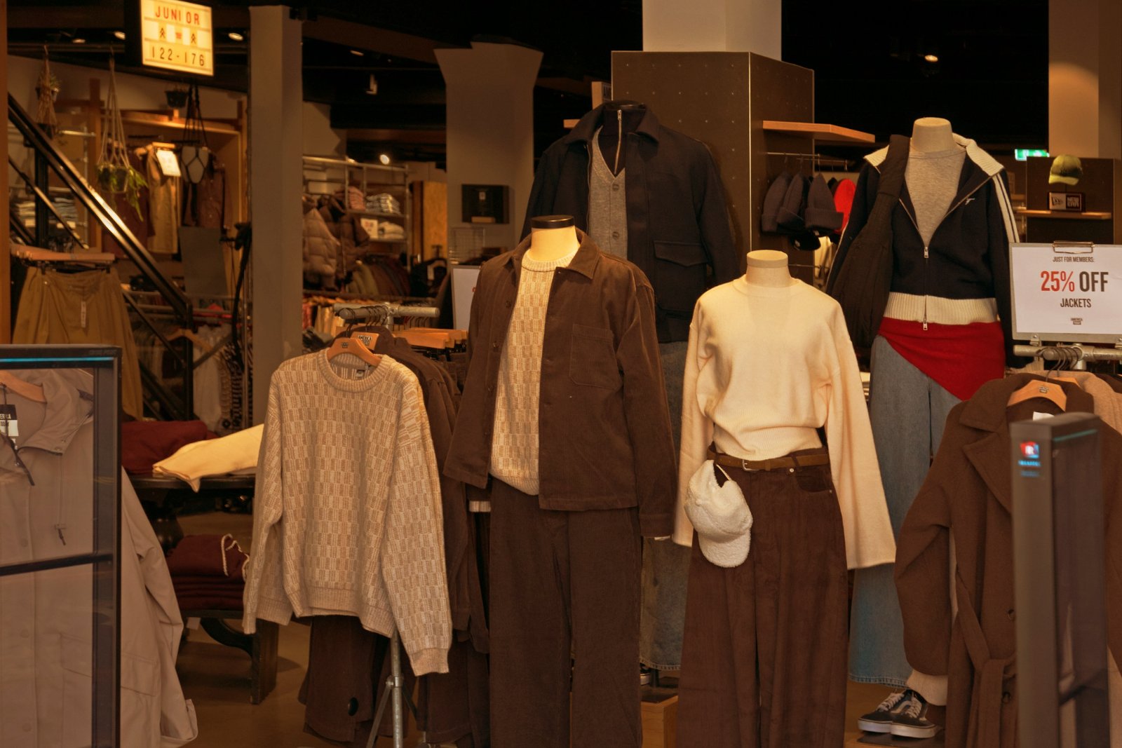 Clothing store interior with mannequins