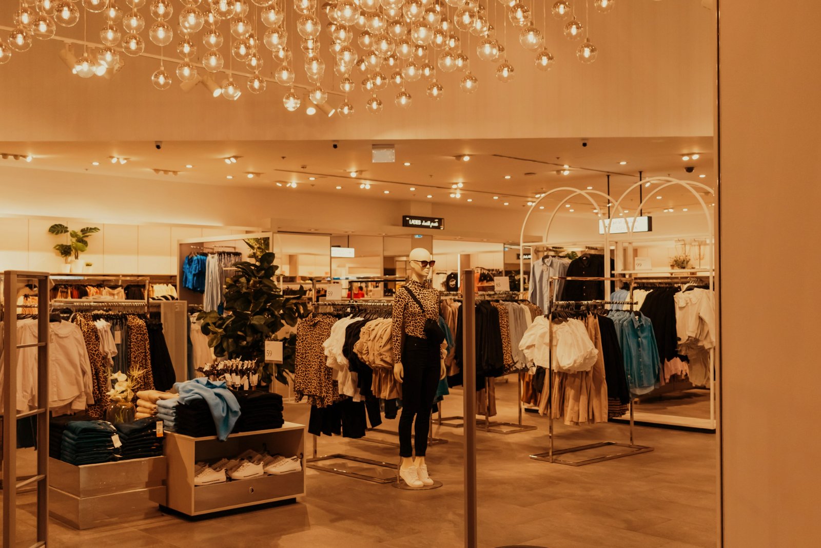 Department store floor with clothing displays