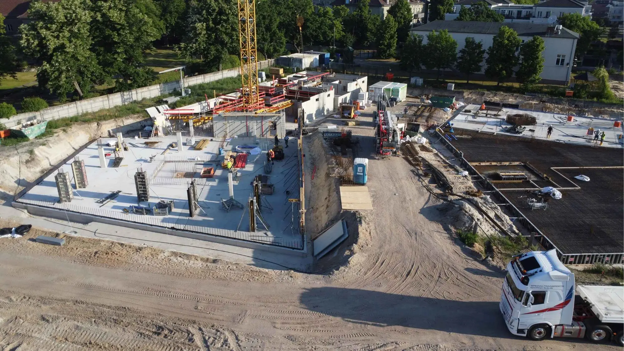 Luftaufnahme der Baustelle im Juni 2026