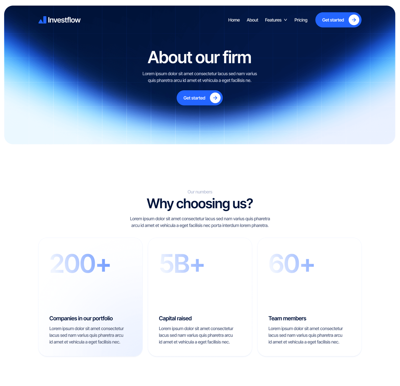Investflow - About Page - Investment Firm Webflow Template
