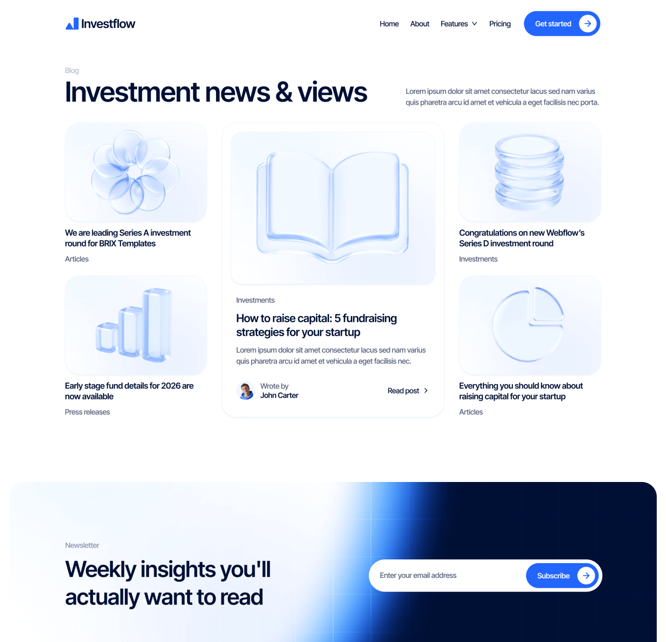 Investflow - Blog V2 Page - Investment Firm Webflow Template
