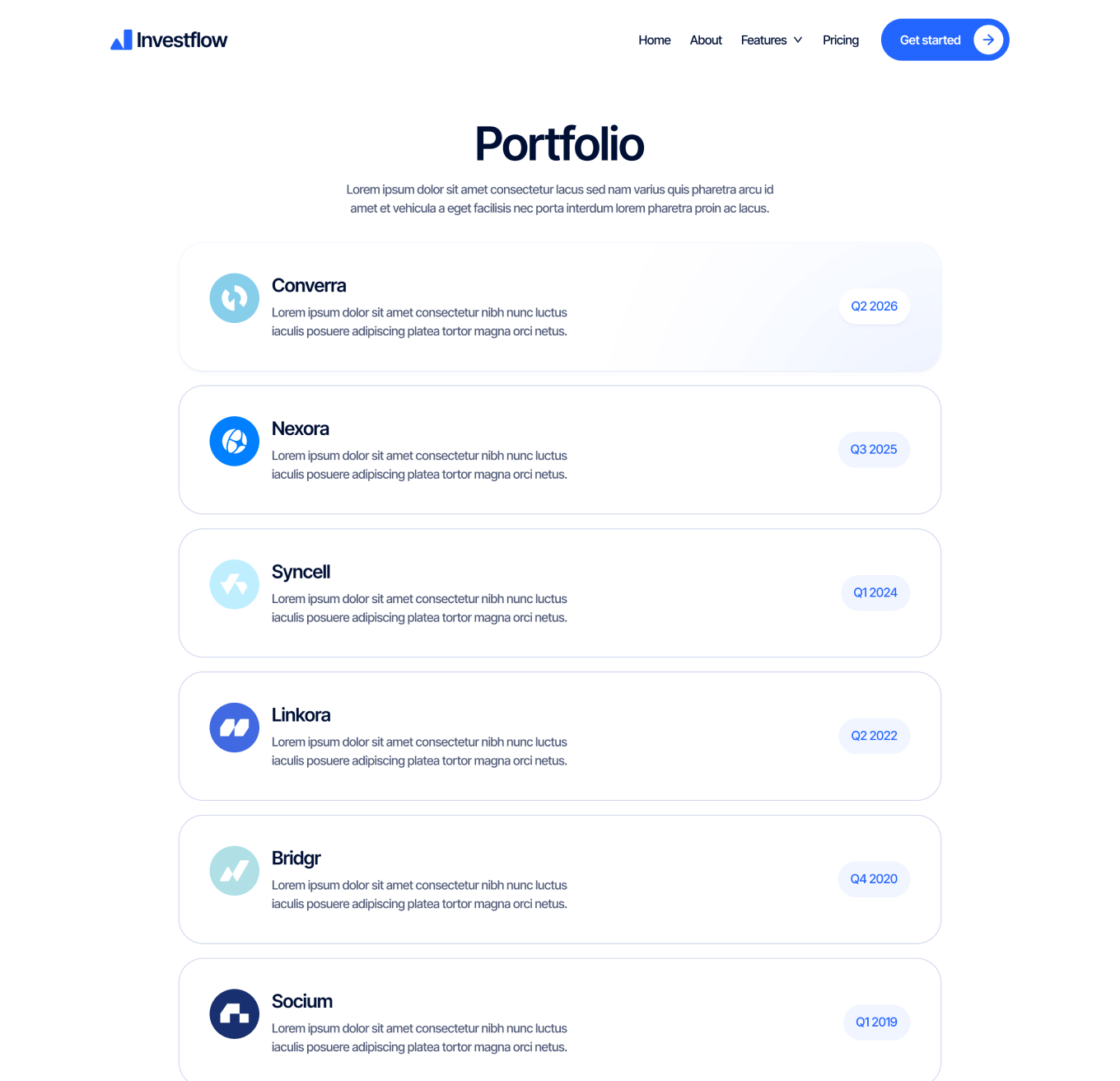 Investflow - Portfolio V3 Page - Investment Firm Webflow Template