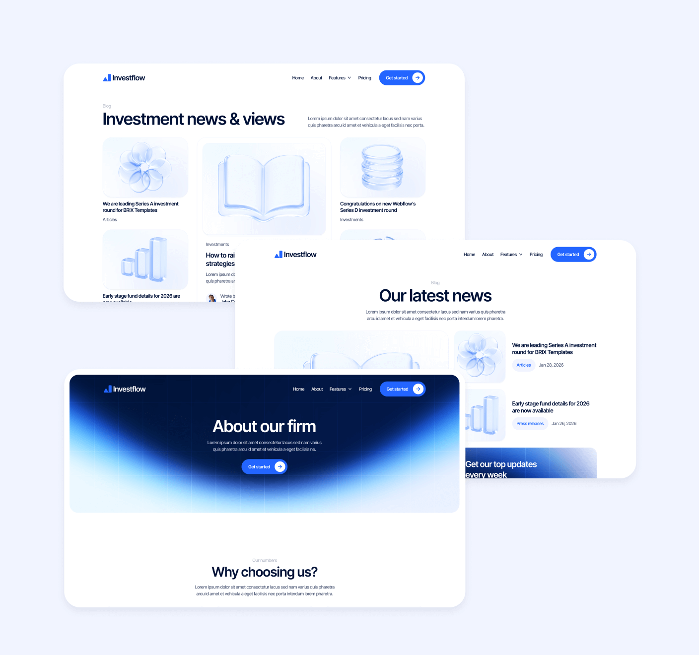 Investflow - 32+ Sections Included - Investment Firm Webflow Template