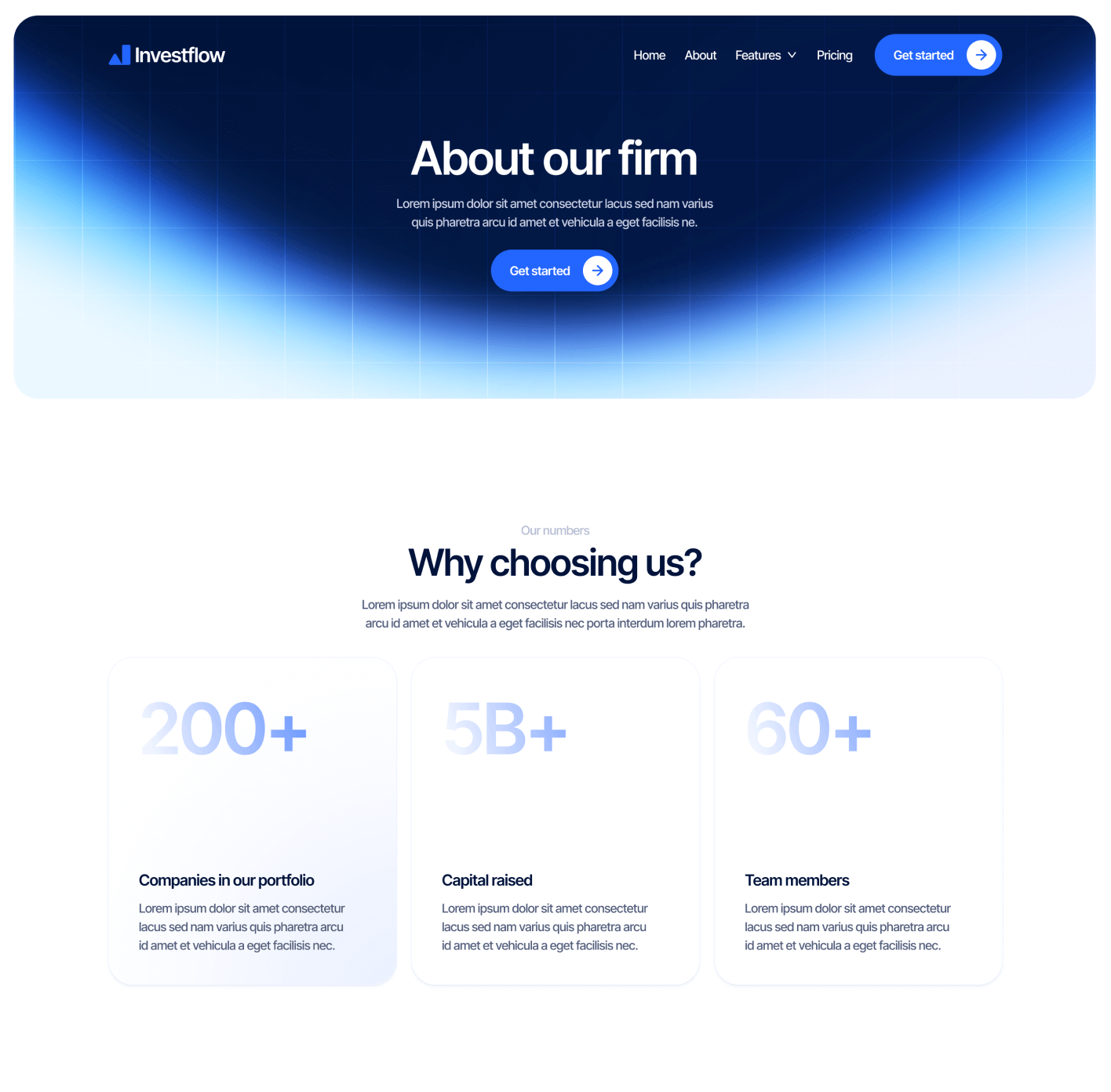 Investflow - About Page - Investment Firm Webflow Template
