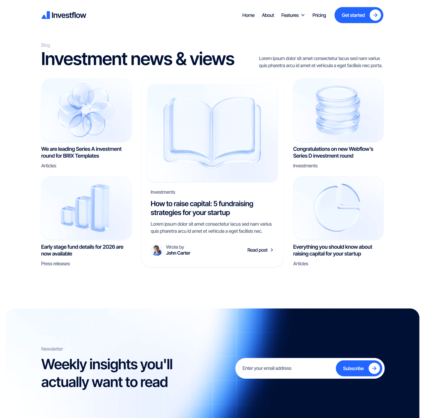 Investflow - Blog V2 Page - Investment Firm Webflow Template