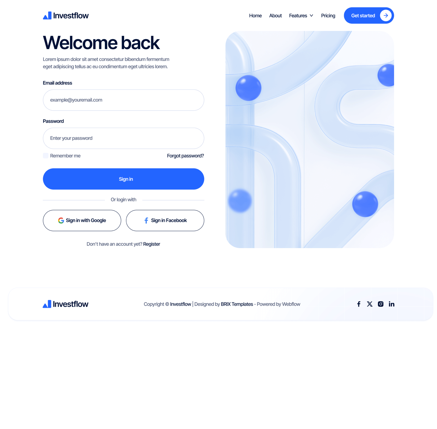 Investflow - Sign In Page - Investment Firm Webflow Template