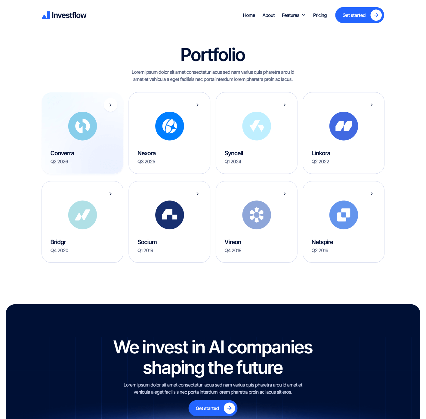 Investflow - Portfolio V2 Page - Investment Firm Webflow Template