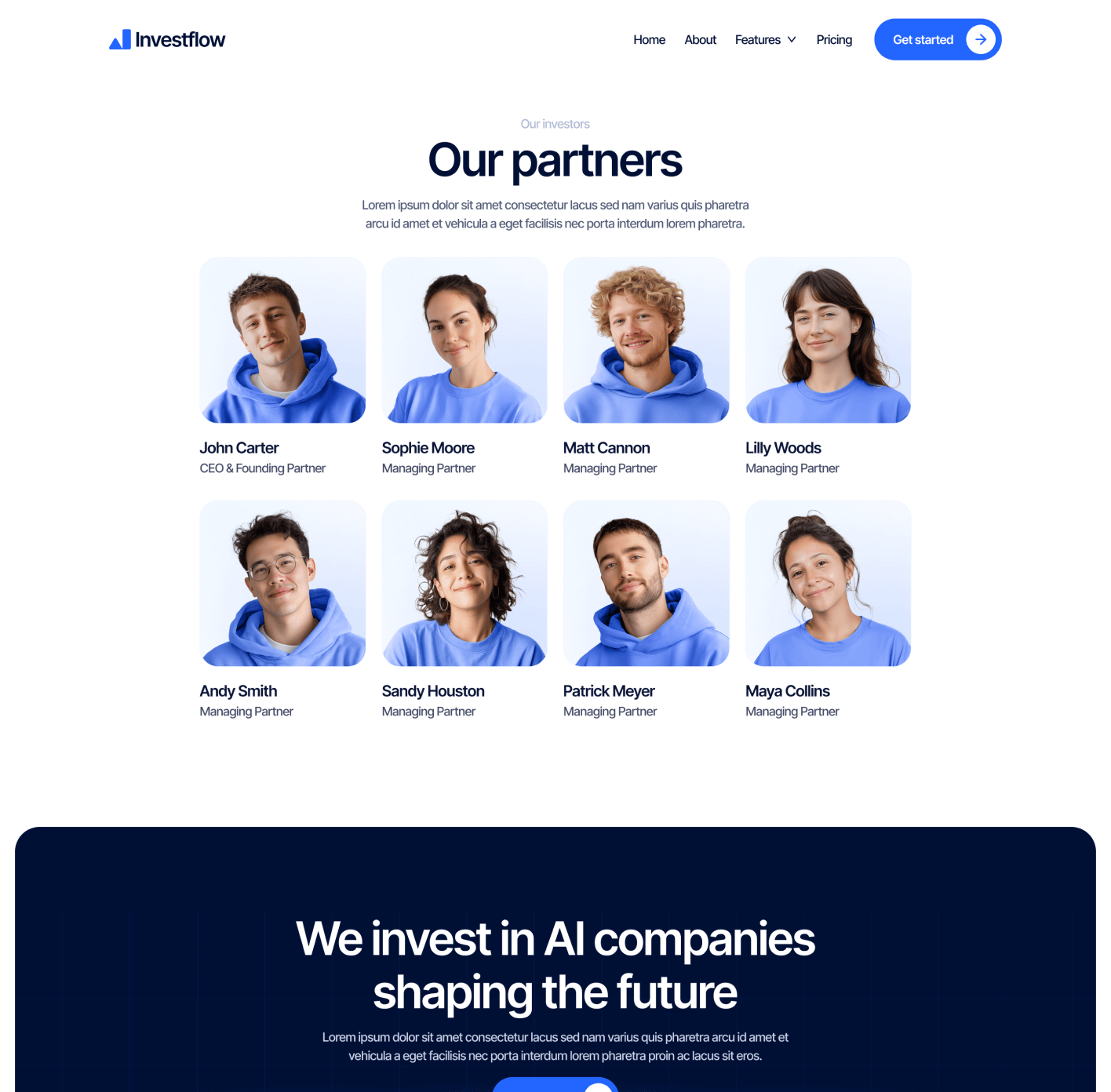 Investflow - Investors Page - Investment Firm Webflow Template