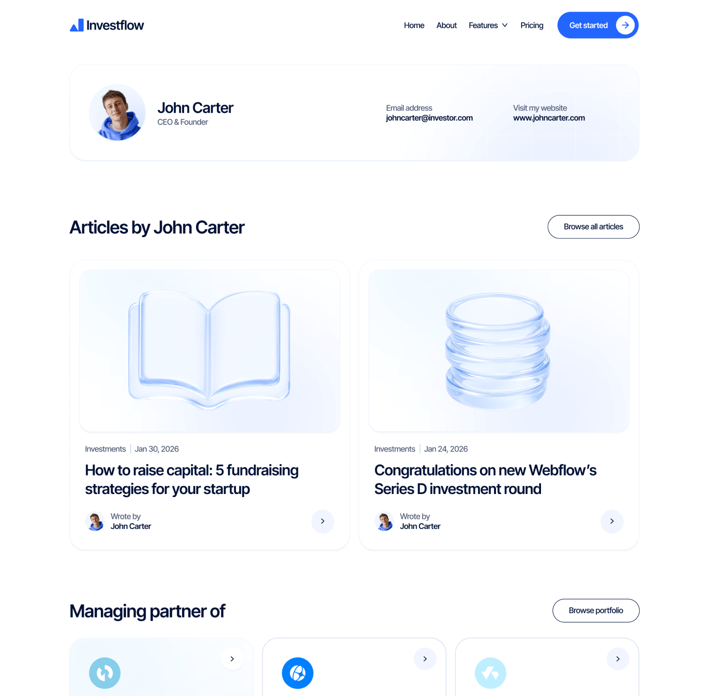 Investflow - Investor Single Page - Investment Firm Webflow Template