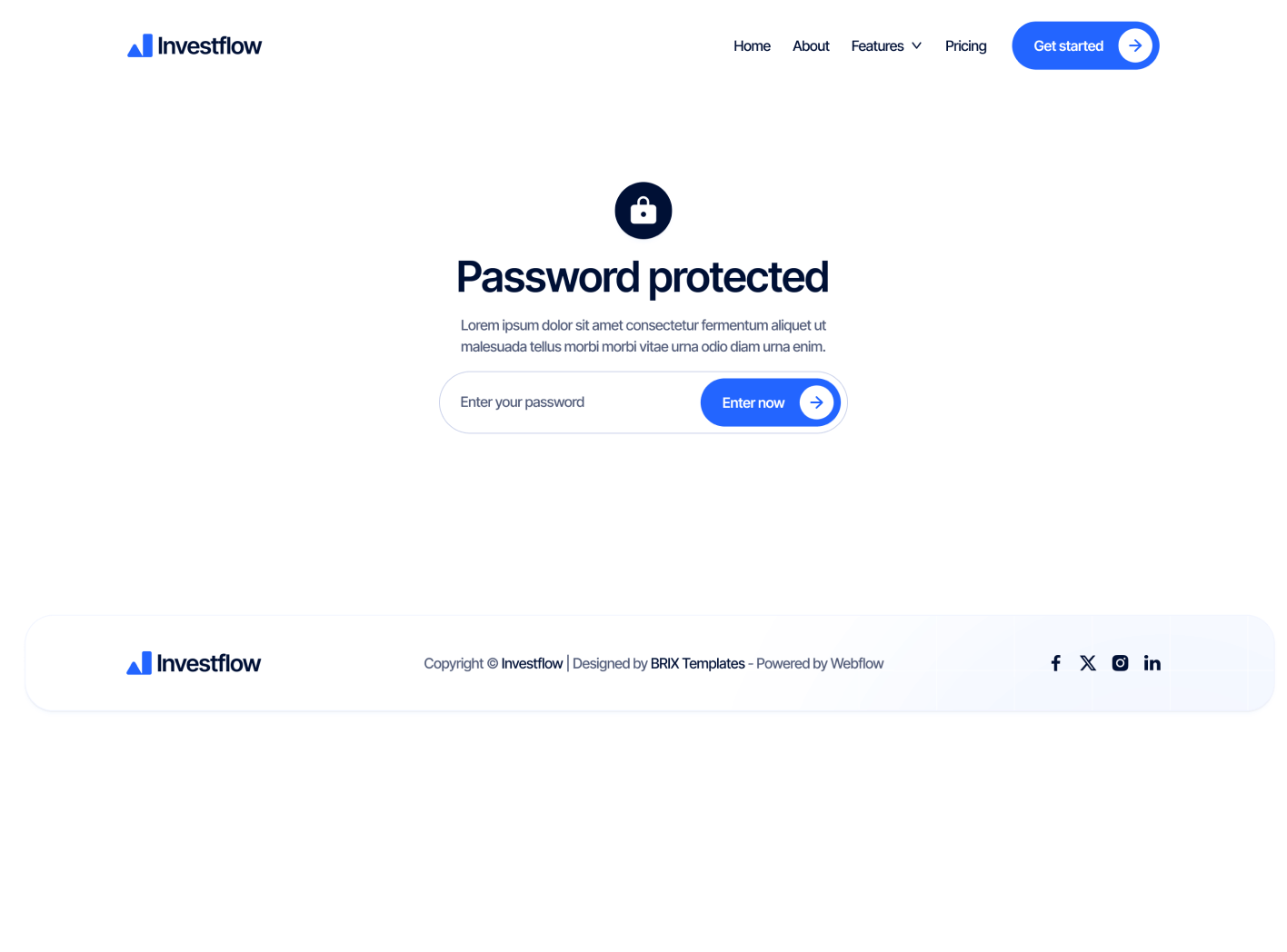 Investflow - Password Protected Page - Investing Firm Webflow Template